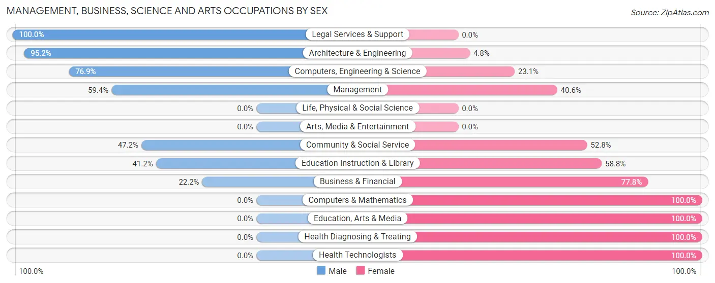 Management, Business, Science and Arts Occupations by Sex in New Miami
