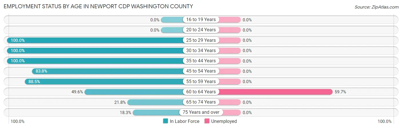 Employment Status by Age in Newport CDP Washington County
