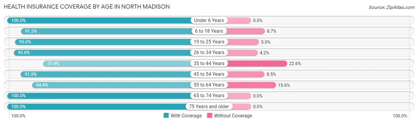 Health Insurance Coverage by Age in North Madison