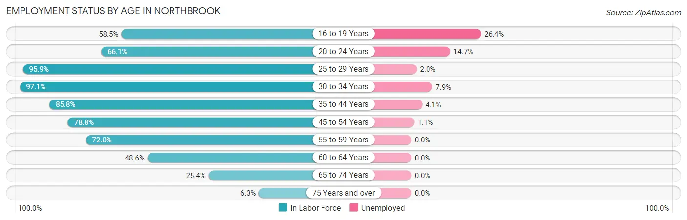 Employment Status by Age in Northbrook