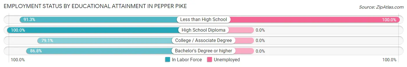 Employment Status by Educational Attainment in Pepper Pike