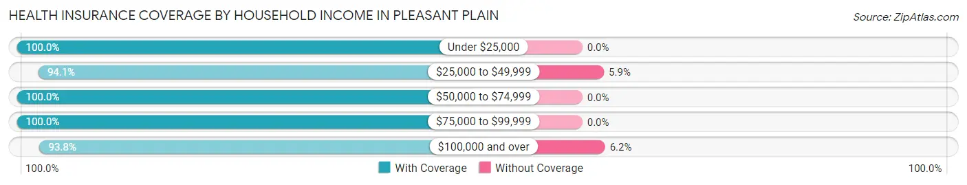 Health Insurance Coverage by Household Income in Pleasant Plain