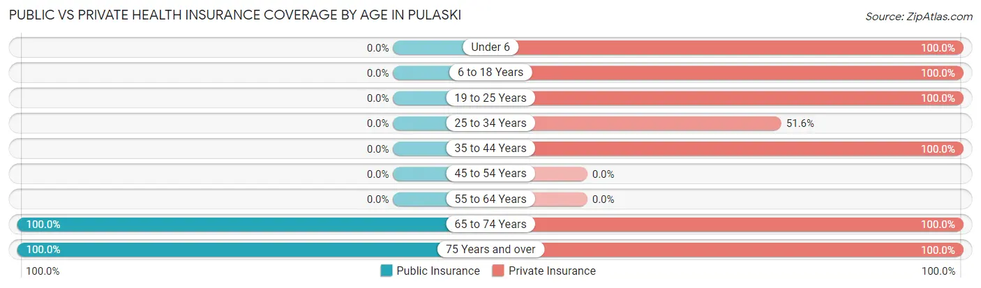Public vs Private Health Insurance Coverage by Age in Pulaski