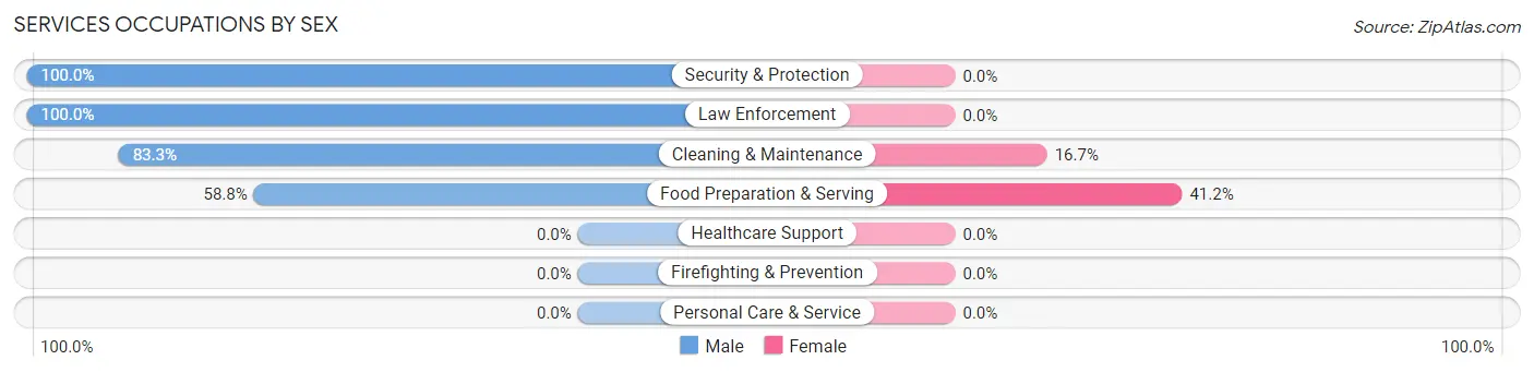 Services Occupations by Sex in Quincy