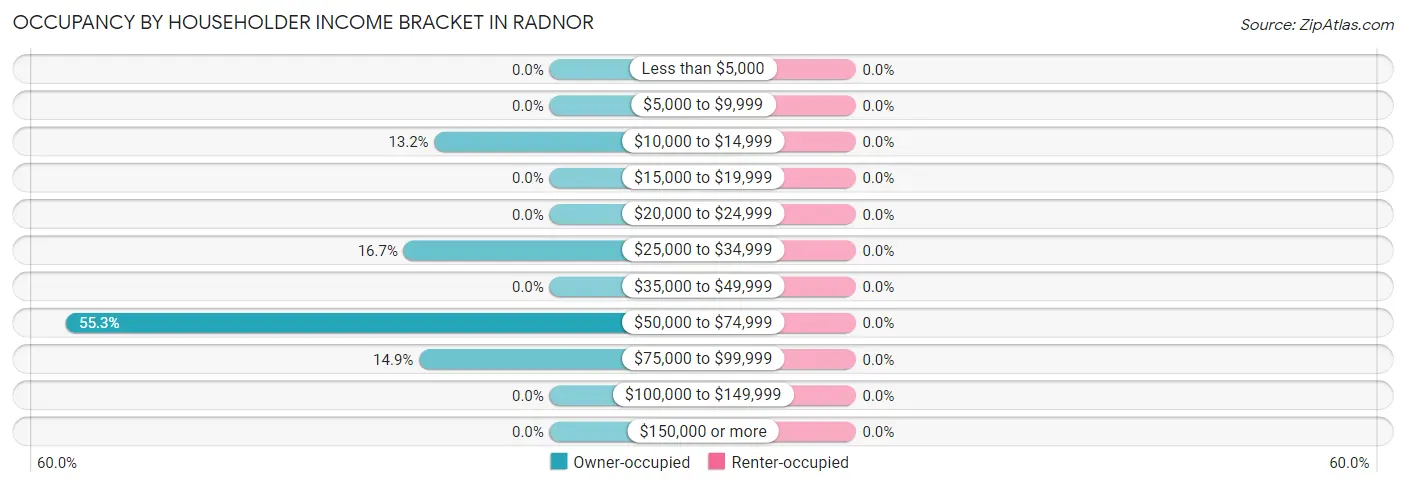 Occupancy by Householder Income Bracket in Radnor