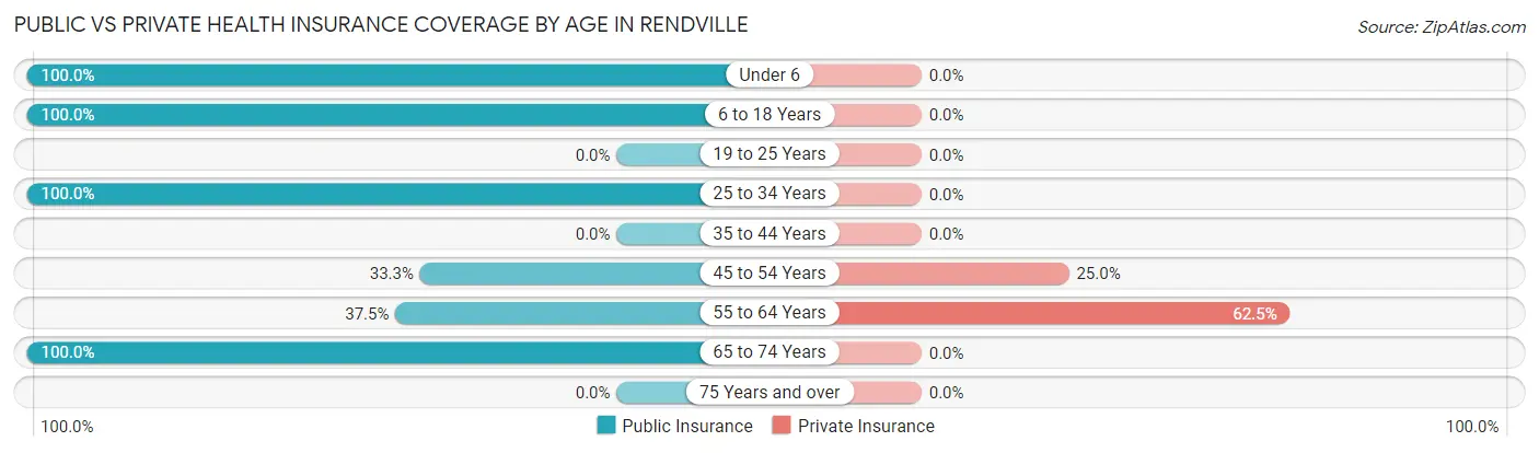 Public vs Private Health Insurance Coverage by Age in Rendville
