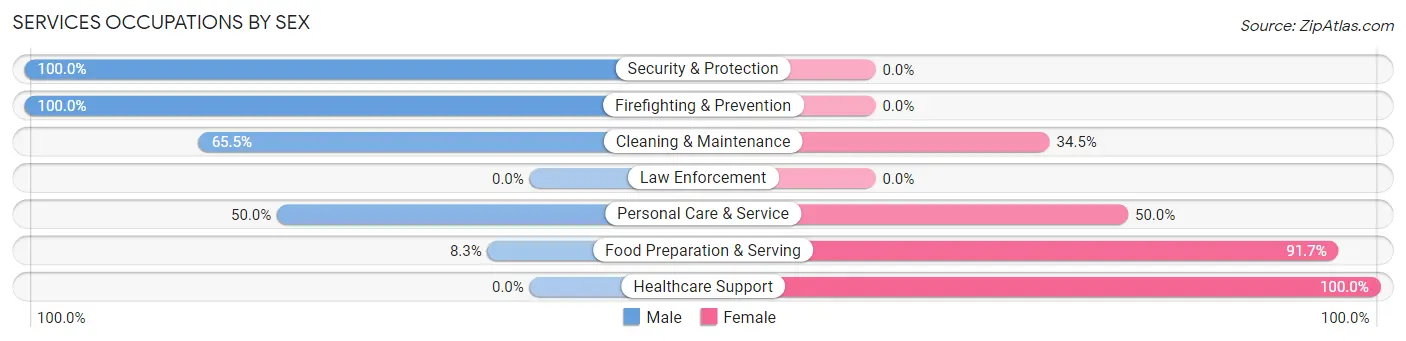 Services Occupations by Sex in Sabina