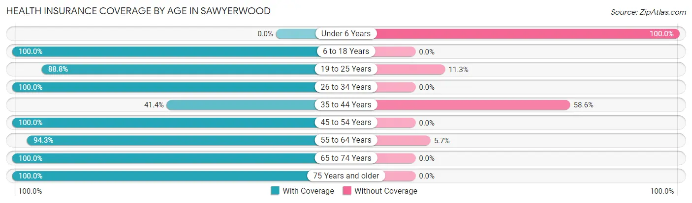 Health Insurance Coverage by Age in Sawyerwood