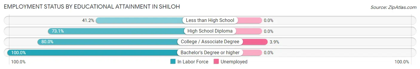 Employment Status by Educational Attainment in Shiloh