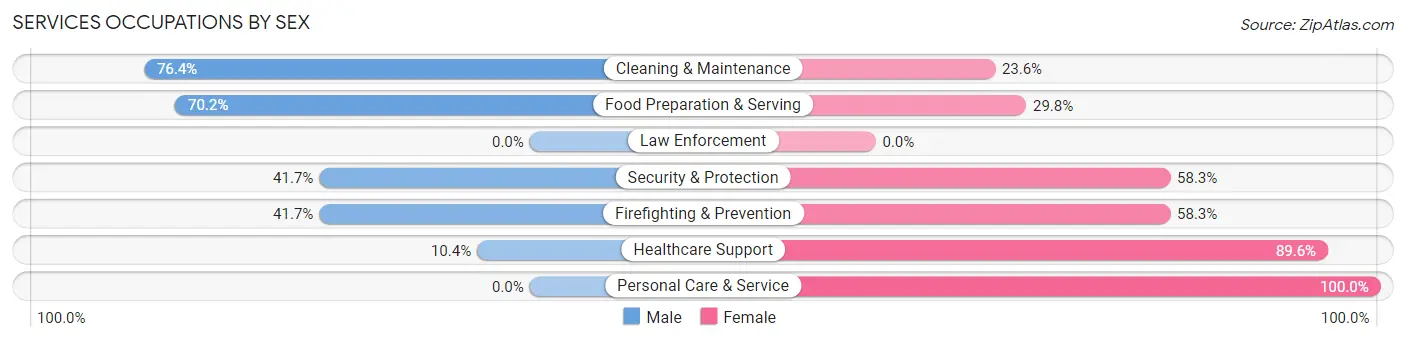 Services Occupations by Sex in Silverton