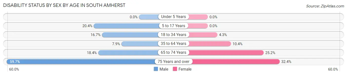 Disability Status by Sex by Age in South Amherst