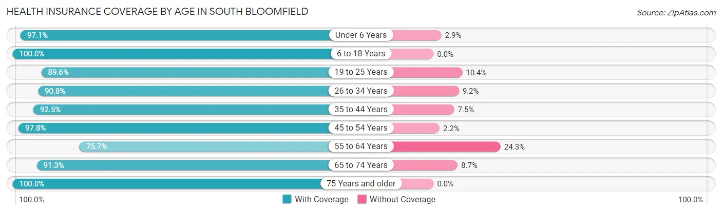 Health Insurance Coverage by Age in South Bloomfield