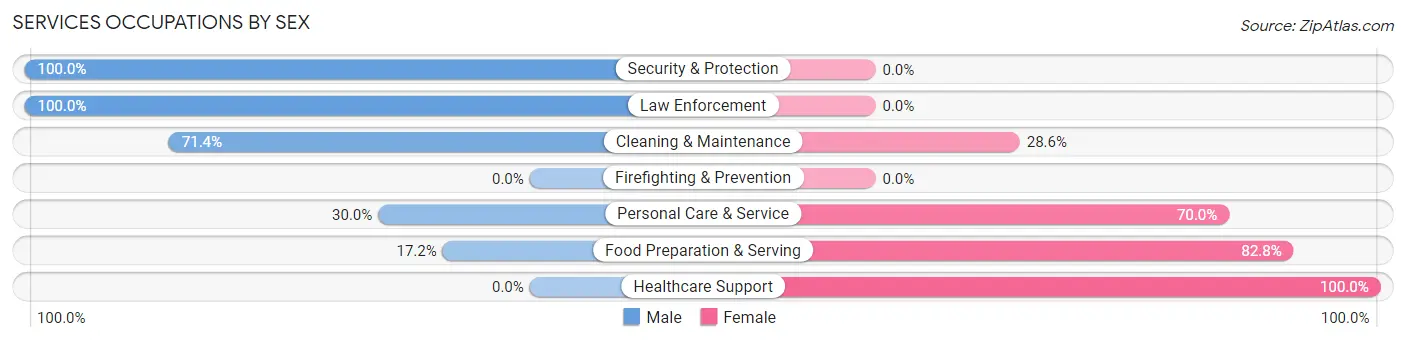 Services Occupations by Sex in South Charleston