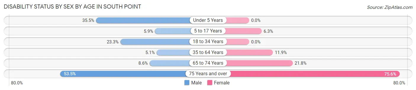 Disability Status by Sex by Age in South Point