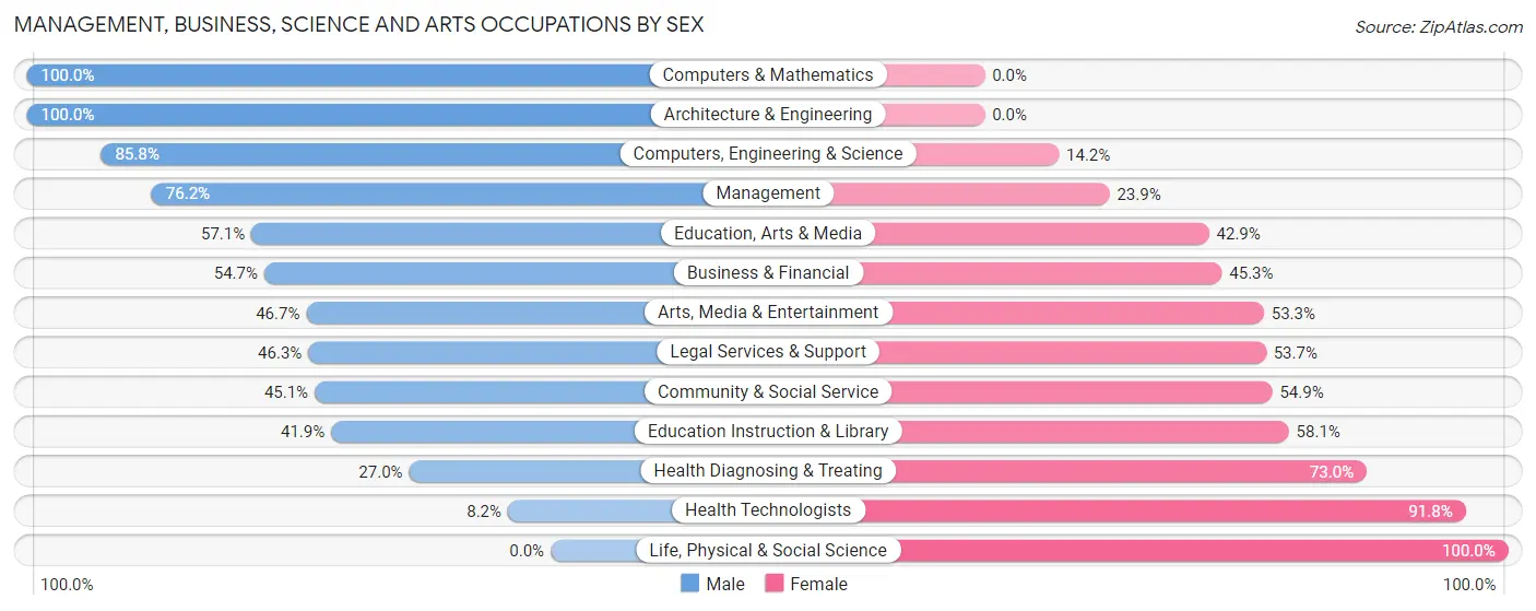 Management, Business, Science and Arts Occupations by Sex in South Russell