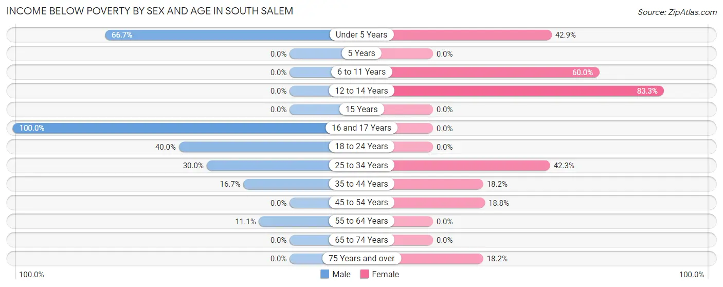 Income Below Poverty by Sex and Age in South Salem