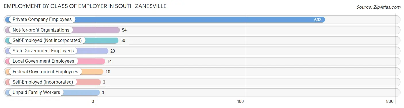 Employment by Class of Employer in South Zanesville