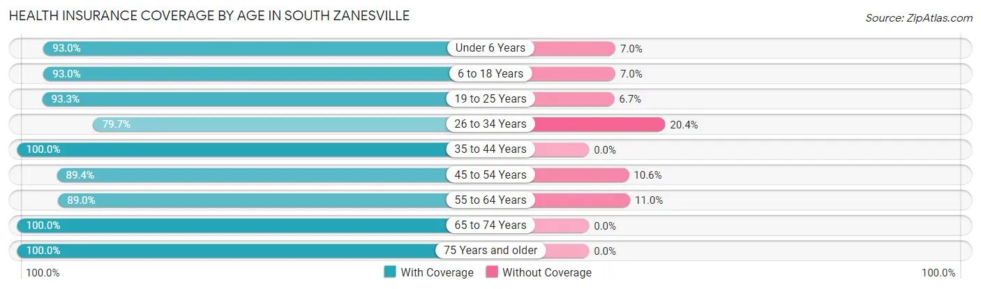 Health Insurance Coverage by Age in South Zanesville