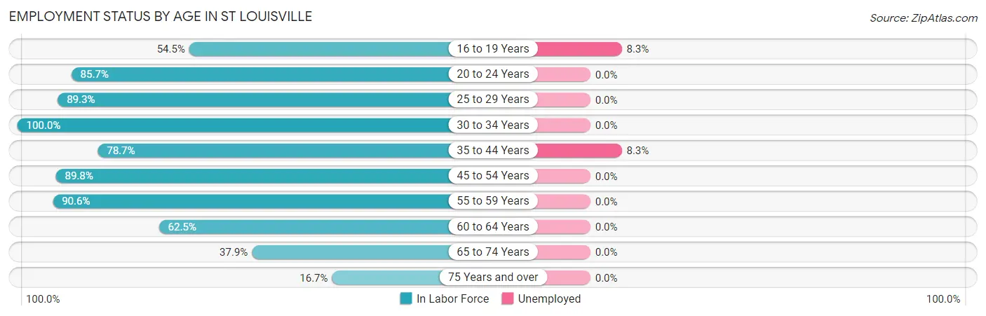 Employment Status by Age in St Louisville