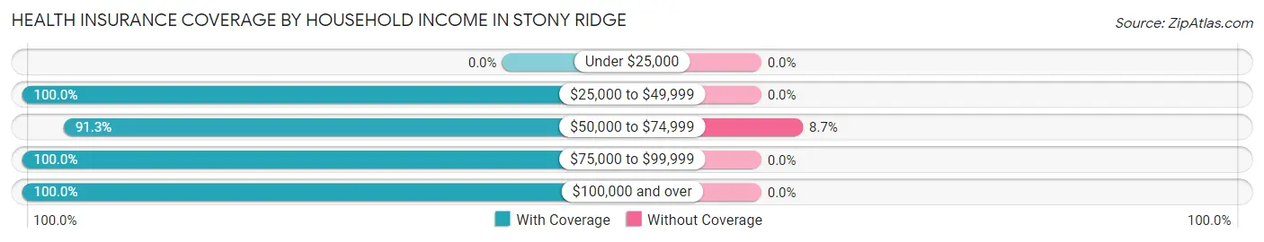 Health Insurance Coverage by Household Income in Stony Ridge