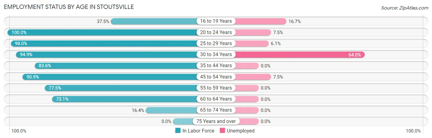 Employment Status by Age in Stoutsville