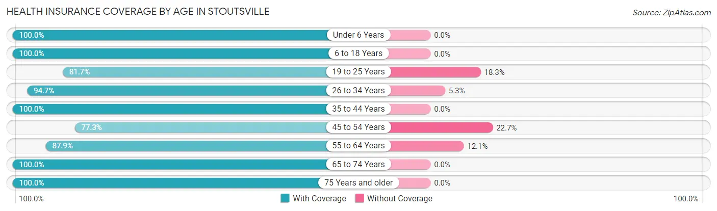 Health Insurance Coverage by Age in Stoutsville