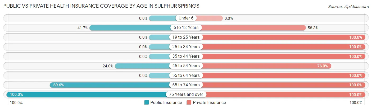 Public vs Private Health Insurance Coverage by Age in Sulphur Springs