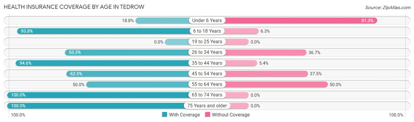 Health Insurance Coverage by Age in Tedrow