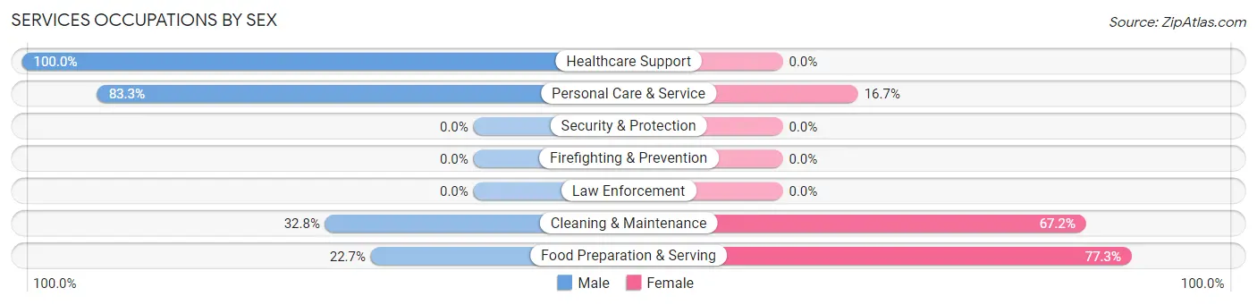 Services Occupations by Sex in The Village of Indian Hill