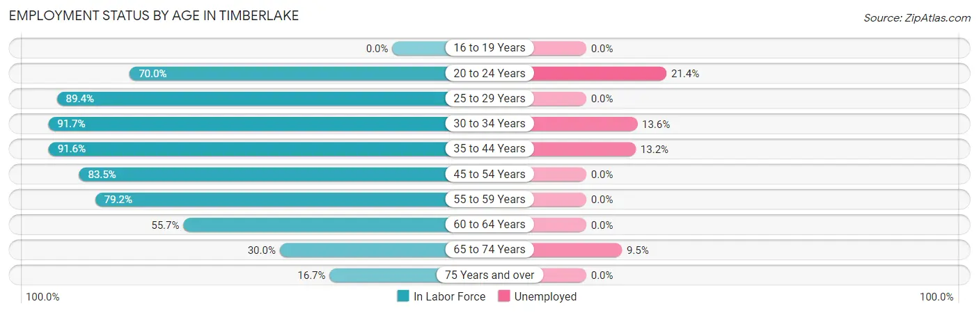 Employment Status by Age in Timberlake