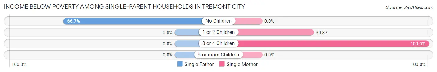 Income Below Poverty Among Single-Parent Households in Tremont City