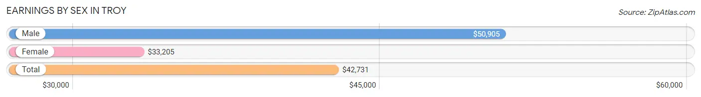 Earnings by Sex in Troy