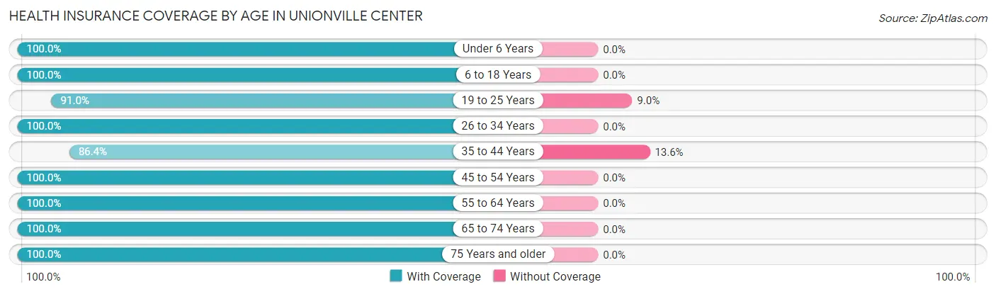 Health Insurance Coverage by Age in Unionville Center