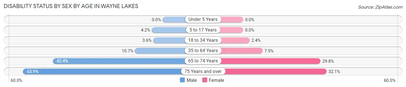 Disability Status by Sex by Age in Wayne Lakes