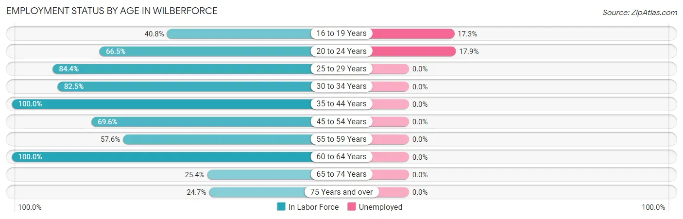 Employment Status by Age in Wilberforce