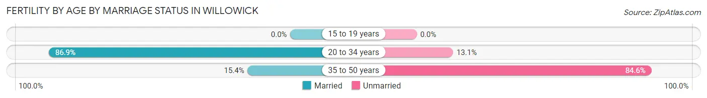 Female Fertility by Age by Marriage Status in Willowick