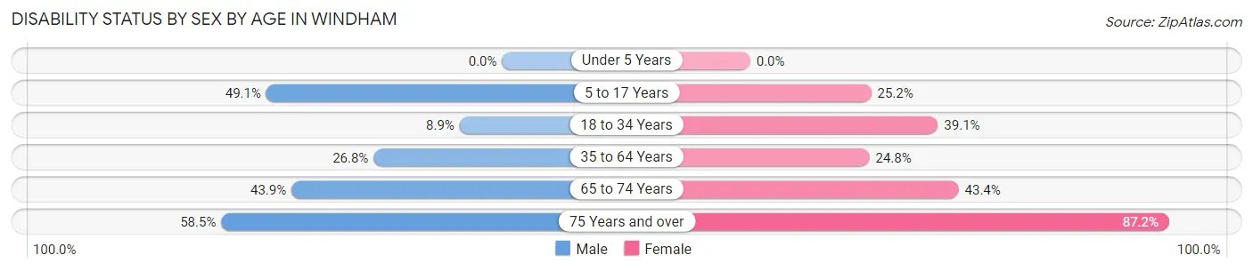 Disability Status by Sex by Age in Windham