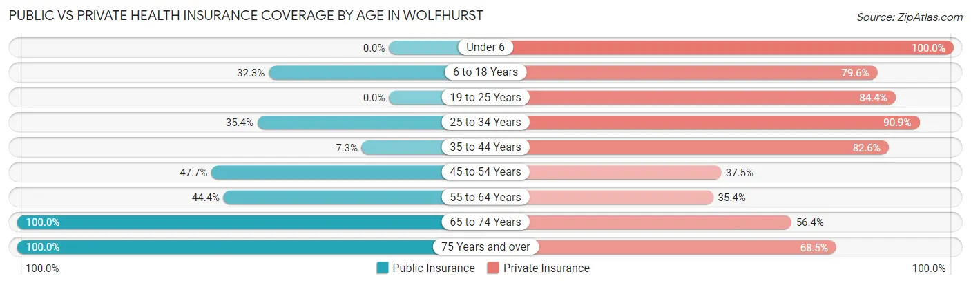 Public vs Private Health Insurance Coverage by Age in Wolfhurst