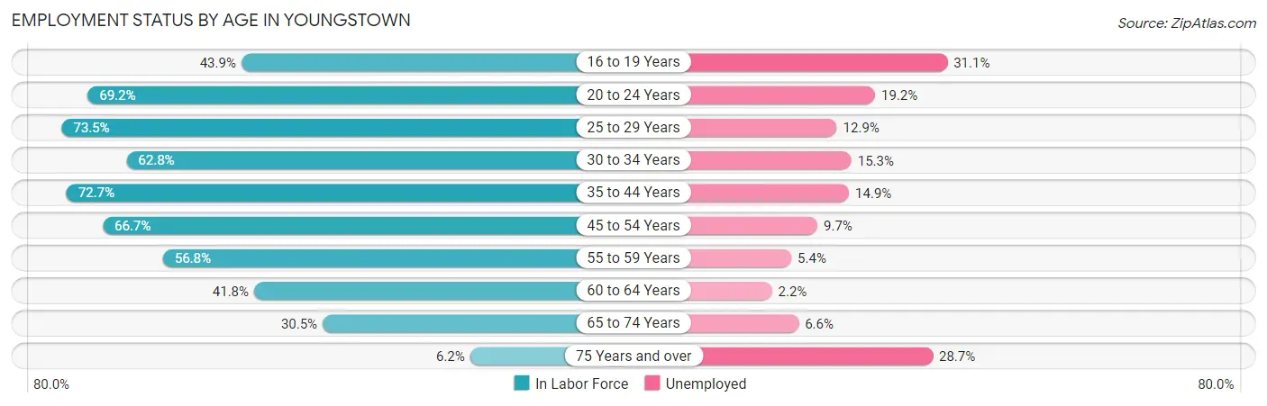Employment Status by Age in Youngstown