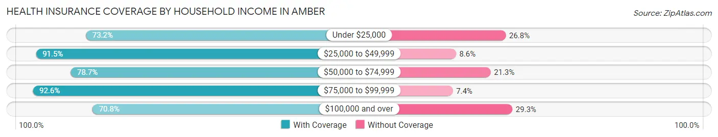 Health Insurance Coverage by Household Income in Amber