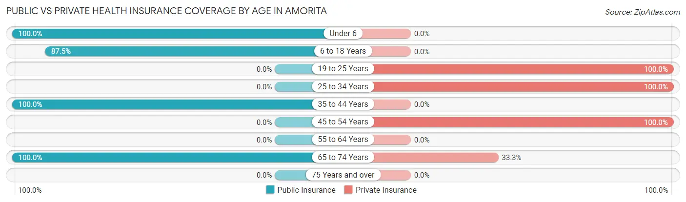 Public vs Private Health Insurance Coverage by Age in Amorita
