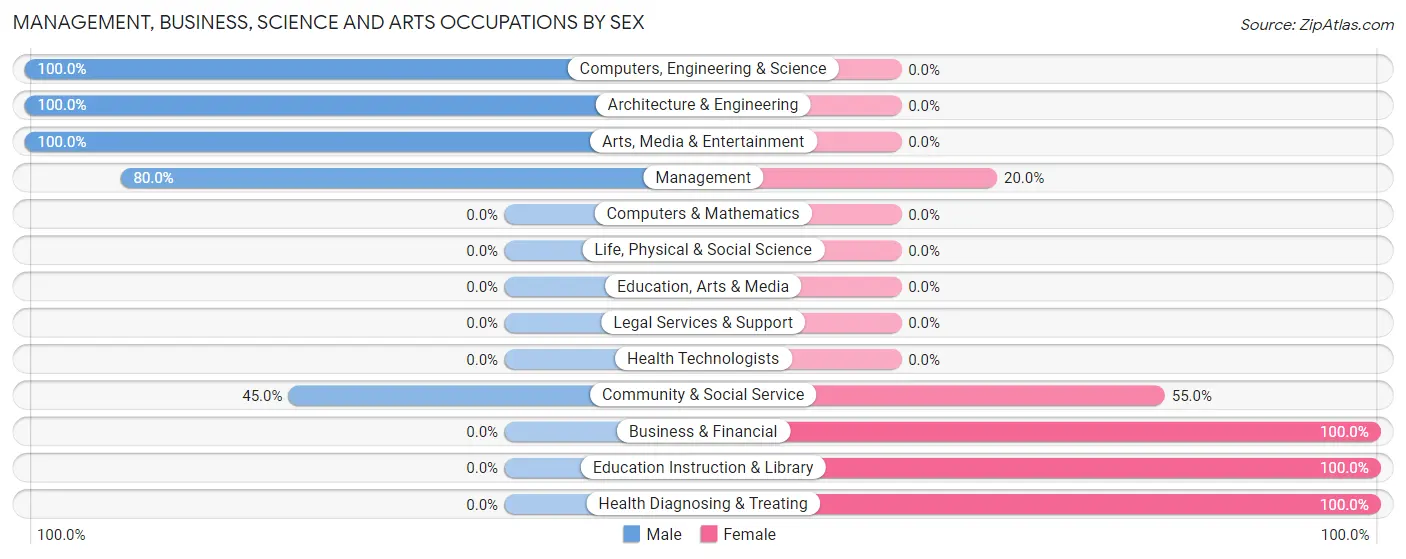 Management, Business, Science and Arts Occupations by Sex in Asher