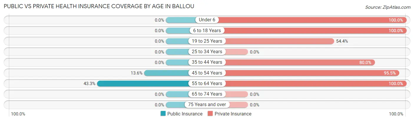 Public vs Private Health Insurance Coverage by Age in Ballou