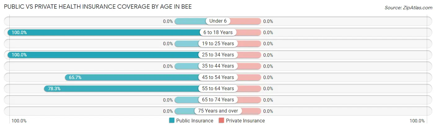 Public vs Private Health Insurance Coverage by Age in Bee