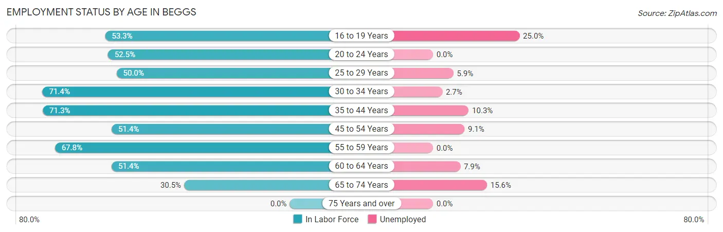 Employment Status by Age in Beggs