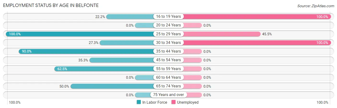 Employment Status by Age in Belfonte