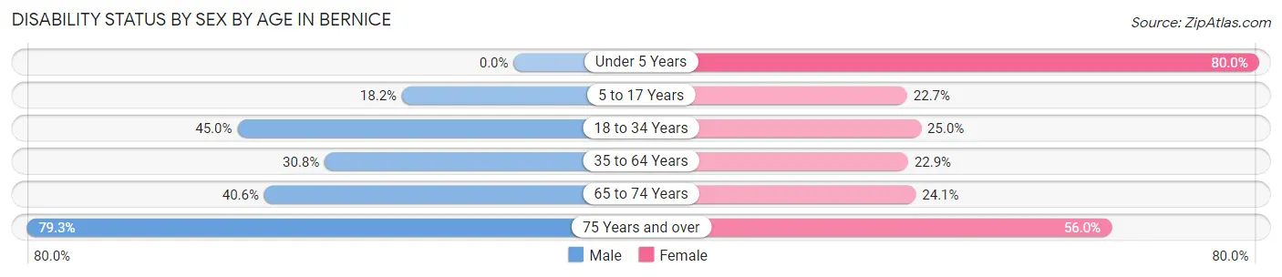 Disability Status by Sex by Age in Bernice
