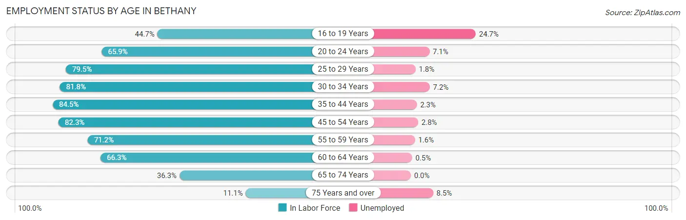 Employment Status by Age in Bethany