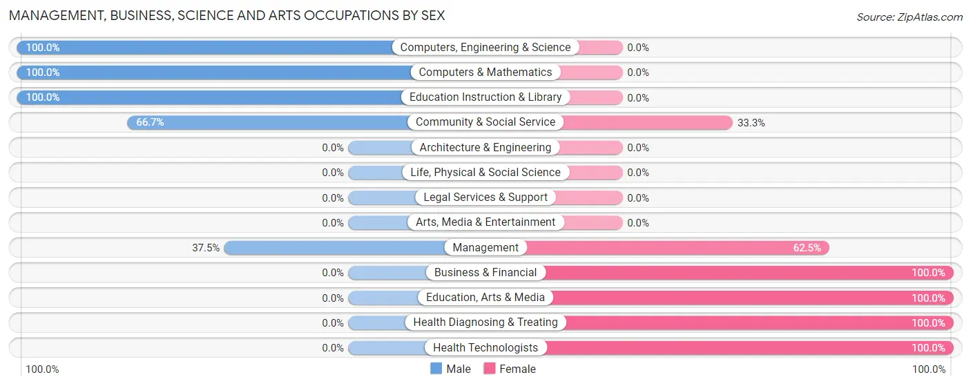Management, Business, Science and Arts Occupations by Sex in Big Cabin
