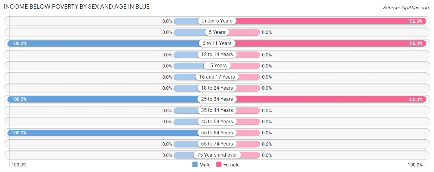 Income Below Poverty by Sex and Age in Blue